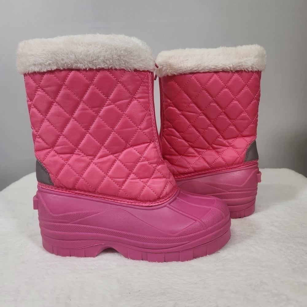 Pink Quilted Kids Snow Boots - Picture 2 of 7